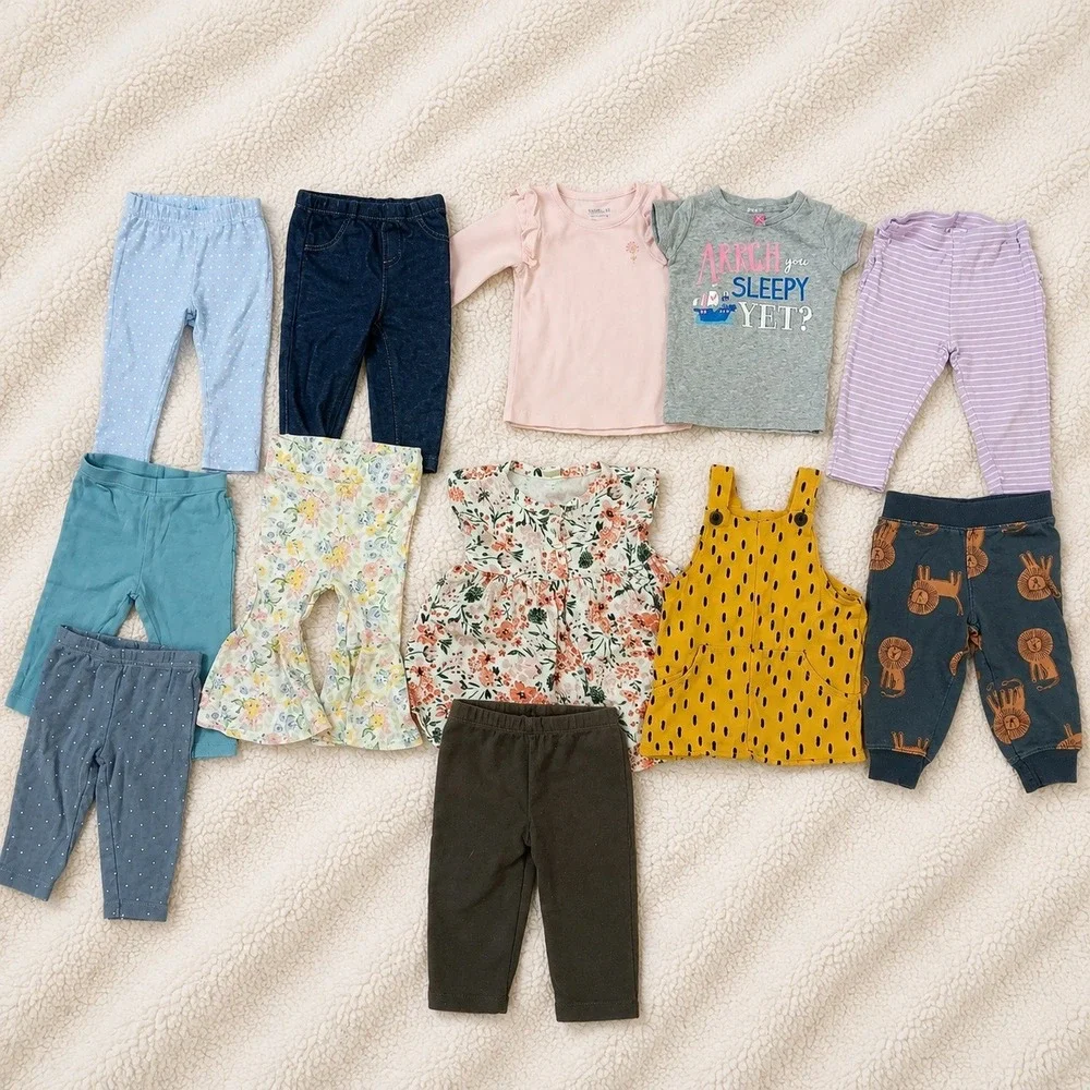 Carter's Baby Girl Clothes Lot 6M 12 Pc Mixed Floral Pants Dress Just One You